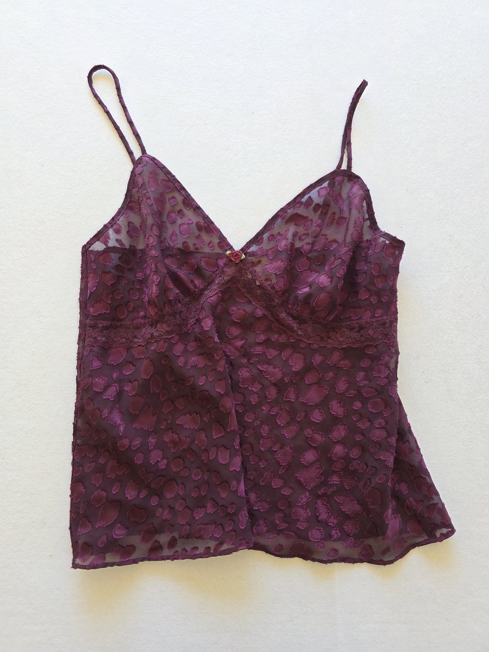 Gilligan & O'Malley Plum Leopard Jacquard Spaghetti-Strap Cami